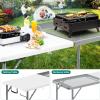 imageYITAHOME 2in1 Metal Folding Table for Grill 6Ft Design for Camping Heavy Duty Folding Grill Table for Outside Cooking BBQ and Picnics White