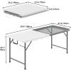 imageYITAHOME 2in1 Metal Folding Table for Grill 6Ft Design for Camping Heavy Duty Folding Grill Table for Outside Cooking BBQ and Picnics White