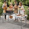 imageYITAHOME 2in1 Metal Folding Table for Grill 6Ft Design for Camping Heavy Duty Folding Grill Table for Outside Cooking BBQ and Picnics White