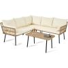 imageYITAHOME 3 Piece Bistro Set Outdoor with Thick CushionsampampTable AllWeather Patio Conversation Set with Stackable Chairs 3 Piece Patio Set Outdoor Furniture for Balcony Backyard Pool  Grayish White4PCS Sofa Set