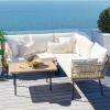 imageYITAHOME 3 Piece Bistro Set Outdoor with Thick CushionsampampTable AllWeather Patio Conversation Set with Stackable Chairs 3 Piece Patio Set Outdoor Furniture for Balcony Backyard Pool  Grayish White4PCS Sofa Set