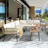 imageYITAHOME 3 Piece Bistro Set Outdoor with Thick CushionsampampTable AllWeather Patio Conversation Set with Stackable Chairs 3 Piece Patio Set Outdoor Furniture for Balcony Backyard Pool  Grayish White4PCS Sofa Set