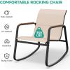 imageYITAHOME 3 Piece Rocking Bistro Set Outdoor Patio Furniture Set with Wooden Armrests Porch Chairs Set with Glass Table for Lawn Garden Balcony Poolside Beige