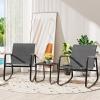 imageYITAHOME 3 Piece Rocking Bistro Set Outdoor Patio Furniture Set with Wooden Armrests Porch Chairs Set with Glass Table for Lawn Garden Balcony Poolside Dark Gray