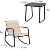 imageYITAHOME 3 Piece Rocking Bistro Set Outdoor Patio Furniture Set with Wooden Armrests Porch Chairs Set with Glass Table for Lawn Garden Balcony Poolside Beige