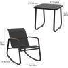 imageYITAHOME 3 Piece Rocking Bistro Set Outdoor Patio Furniture Set with Wooden Armrests Porch Chairs Set with Glass Table for Lawn Garden Balcony Poolside Dark Gray
