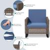 imageYITAHOME 3 Pieces Patio Wicker Rocking Chair Set Outdoor Patio Furniture Set with Rattan Side Table Thickened Cushions Rocker Patio Chairs Set for Porch Poolside and Yard BlueBlue