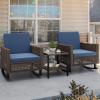 imageYITAHOME 3 Pieces Patio Wicker Rocking Chair Set Outdoor Patio Furniture Set with Rattan Side Table Thickened Cushions Rocker Patio Chairs Set for Porch Poolside and Yard BlueBlue