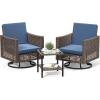 imageYITAHOME 3 Pieces Patio Wicker Rocking Chair Set Outdoor Patio Furniture Set with Rattan Side Table Thickened Cushions Rocker Patio Chairs Set for Porch Poolside and Yard BlueBlue