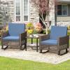 imageYITAHOME 3 Pieces Patio Wicker Rocking Chair Set Outdoor Patio Furniture Set with Rattan Side Table Thickened Cushions Rocker Patio Chairs Set for Porch Poolside and Yard BlueBlue