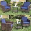 imageYITAHOME 3 Pieces Patio Wicker Rocking Chair Set Outdoor Patio Furniture Set with Rattan Side Table Thickened Cushions Rocker Patio Chairs Set for Porch Poolside and Yard BlueBlue