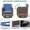 imageYITAHOME 3 Pieces Patio Wicker Rocking Chair Set Outdoor Patio Furniture Set with Rattan Side Table Thickened Cushions Rocker Patio Chairs Set for Porch Poolside and Yard BlueBlue
