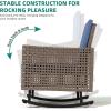 imageYITAHOME 3 Pieces Patio Wicker Rocking Chair Set Outdoor Patio Furniture Set with Rattan Side Table Thickened Cushions Rocker Patio Chairs Set for Porch Poolside and Yard BlueBlue