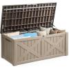imageYITAHOME 31 Gallon Outdoor Storage Deck Box Waterproof Resin Package Delivery and Storage Box with Lockable Lid for Patio Furniture Cushions Pool Accessories Garden Tools BlackTaupe