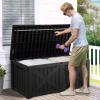 imageYITAHOME 31 Gallon Outdoor Storage Deck Box Waterproof Resin Package Delivery and Storage Box with Lockable Lid for Patio Furniture Cushions Pool Accessories Garden Tools BlackBlack