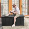 imageYITAHOME 31 Gallon Outdoor Storage Deck Box Waterproof Resin Package Delivery and Storage Box with Lockable Lid for Patio Furniture Cushions Pool Accessories Garden Tools BlackBlack