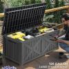 imageYITAHOME 31 Gallon Outdoor Storage Deck Box Waterproof Resin Package Delivery and Storage Box with Lockable Lid for Patio Furniture Cushions Pool Accessories Garden Tools BlackDark Gray
