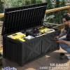 imageYITAHOME 31 Gallon Outdoor Storage Deck Box Waterproof Resin Package Delivery and Storage Box with Lockable Lid for Patio Furniture Cushions Pool Accessories Garden Tools BlackBlack