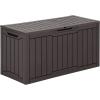 imageYITAHOME 31 Gallon Outdoor Storage Deck Box Waterproof Resin Package Delivery and Storage Box with Lockable Lid for Patio Furniture Cushions Pool Accessories Garden Tools BlackDark Brown
