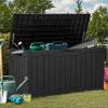 imageYITAHOME 31 Gallon Outdoor Storage Deck Box Waterproof Resin Package Delivery and Storage Box with Lockable Lid for Patio Furniture Cushions Pool Accessories Garden Tools BlackBlack