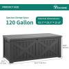 imageYITAHOME 31 Gallon Outdoor Storage Deck Box Waterproof Resin Package Delivery and Storage Box with Lockable Lid for Patio Furniture Cushions Pool Accessories Garden Tools BlackDark Gray
