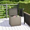 imageYITAHOME 31 Gallon Outdoor Storage Deck Box Waterproof Resin Package Delivery and Storage Box with Lockable Lid for Patio Furniture Cushions Pool Accessories Garden Tools BlackTaupe