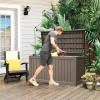 imageYITAHOME 31 Gallon Outdoor Storage Deck Box Waterproof Resin Package Delivery and Storage Box with Lockable Lid for Patio Furniture Cushions Pool Accessories Garden Tools BlackTaupe