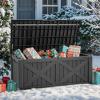 imageYITAHOME 31 Gallon Outdoor Storage Deck Box Waterproof Resin Package Delivery and Storage Box with Lockable Lid for Patio Furniture Cushions Pool Accessories Garden Tools BlackDark Gray