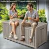 imageYITAHOME 31 Gallon Outdoor Storage Deck Box Waterproof Resin Package Delivery and Storage Box with Lockable Lid for Patio Furniture Cushions Pool Accessories Garden Tools BlackTaupe