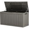 imageYITAHOME 31 Gallon Outdoor Storage Deck Box Waterproof Resin Package Delivery and Storage Box with Lockable Lid for Patio Furniture Cushions Pool Accessories Garden Tools BlackTaupe