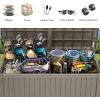 imageYITAHOME 31 Gallon Outdoor Storage Deck Box Waterproof Resin Package Delivery and Storage Box with Lockable Lid for Patio Furniture Cushions Pool Accessories Garden Tools BlackTaupe