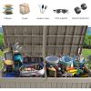 imageYITAHOME 31 Gallon Outdoor Storage Deck Box Waterproof Resin Package Delivery and Storage Box with Lockable Lid for Patio Furniture Cushions Pool Accessories Garden Tools BlackTaupe