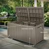 imageYITAHOME 31 Gallon Outdoor Storage Deck Box Waterproof Resin Package Delivery and Storage Box with Lockable Lid for Patio Furniture Cushions Pool Accessories Garden Tools BlackTaupe