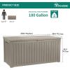 imageYITAHOME 31 Gallon Outdoor Storage Deck Box Waterproof Resin Package Delivery and Storage Box with Lockable Lid for Patio Furniture Cushions Pool Accessories Garden Tools BlackTaupe