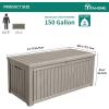 imageYITAHOME 31 Gallon Resin Deck Box Outdoor Storage Box and Waterproof Package Delivery Box with Lockable Lid for Patio Furniture GardenTools Pool Supplies BlackTaupe