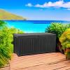 imageYITAHOME 31 Gallon Resin Deck Box Outdoor Storage Box and Waterproof Package Delivery Box with Lockable Lid for Patio Furniture GardenTools Pool Supplies BlackBlack