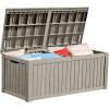 imageYITAHOME 31 Gallon Resin Deck Box Outdoor Storage Box and Waterproof Package Delivery Box with Lockable Lid for Patio Furniture GardenTools Pool Supplies BlackTaupe