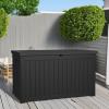 imageYITAHOME 31 Gallon Resin Deck Box Outdoor Storage Box and Waterproof Package Delivery Box with Lockable Lid for Patio Furniture GardenTools Pool Supplies BlackBlack
