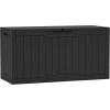 imageYITAHOME 31 Gallon Resin Deck Box Outdoor Storage Box and Waterproof Package Delivery Box with Lockable Lid for Patio Furniture GardenTools Pool Supplies BlackBlack