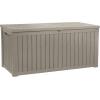 imageYITAHOME 31 Gallon Resin Deck Box Outdoor Storage Box and Waterproof Package Delivery Box with Lockable Lid for Patio Furniture GardenTools Pool Supplies BlackTaupe