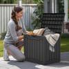imageYITAHOME 31 Gallon Resin Deck Box Outdoor Storage Box and Waterproof Package Delivery Box with Lockable Lid for Patio Furniture GardenTools Pool Supplies BlackBlack