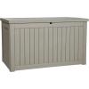 imageYITAHOME 31 Gallon Resin Deck Box Outdoor Storage Box and Waterproof Package Delivery Box with Lockable Lid for Patio Furniture GardenTools Pool Supplies BlackTaupe