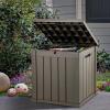 imageYITAHOME 31 Gallon Resin Deck Box Outdoor Storage Box and Waterproof Package Delivery Box with Lockable Lid for Patio Furniture GardenTools Pool Supplies BlackLight Brown