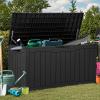 imageYITAHOME 31 Gallon Resin Deck Box Outdoor Storage Box and Waterproof Package Delivery Box with Lockable Lid for Patio Furniture GardenTools Pool Supplies BlackBlack
