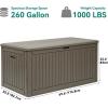 imageYITAHOME 32 Gallon Deck Box Resin Storage with Lockable Lid ampamp Side Handles Indoor Outdoor Small Container for Patio Cushion Garden Pool Accessories Backyard Furniture Water ResistantLight Brown