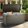 imageYITAHOME 32 Gallon Deck Box Resin Storage with Lockable Lid ampamp Side Handles Indoor Outdoor Small Container for Patio Cushion Garden Pool Accessories Backyard Furniture Water ResistantLight Brown