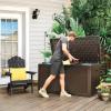 imageYITAHOME 32 Gallon Deck Box Resin Storage with Lockable Lid ampamp Side Handles Indoor Outdoor Small Container for Patio Cushion Garden Pool Accessories Backyard Furniture Water ResistantBrown