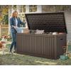 imageYITAHOME 32 Gallon Deck Box Resin Storage with Lockable Lid ampamp Side Handles Indoor Outdoor Small Container for Patio Cushion Garden Pool Accessories Backyard Furniture Water ResistantDark Brown