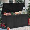 imageYITAHOME 32 Gallon Deck Box Resin Storage with Lockable Lid ampamp Side Handles Indoor Outdoor Small Container for Patio Cushion Garden Pool Accessories Backyard Furniture Water ResistantBlack