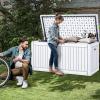 imageYITAHOME 32 Gallon Deck Box Resin Storage with Lockable Lid ampamp Side Handles Indoor Outdoor Small Container for Patio Cushion Garden Pool Accessories Backyard Furniture Water ResistantWhite